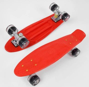 Скейт Пенни борд 8181 (8) Best Board, КРАСНЫЙ, доска = 55см, колеса PU со светом, диаметр 6 см