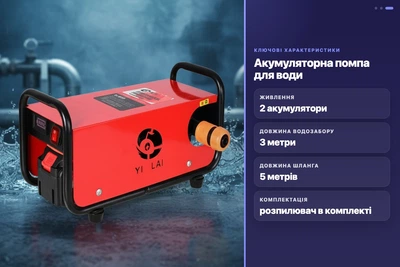 Помпа для воды Pump-04 аккумуляторная с 2 батареями шланг 5м водозабор 3м распылитель