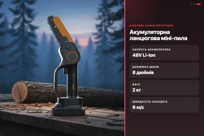 Электропила аккумуляторная MLD 48V с кейсом 2 аккумулятора цепная мини-пила беспроводная AT-CS0301