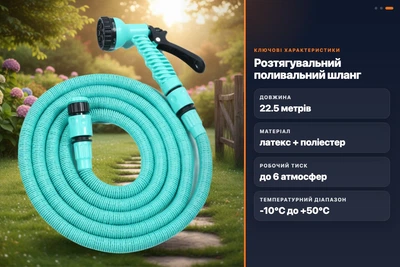 Шланг поливочный растягивающийся EXPANDABLE GARDEN HOSE 22.5м с распылителем 7 режимов