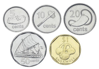 Набор монет Фиджи набор из 5 монет 2009-2010 UNC 5, 10, 20, 50 центов, 1 доллар