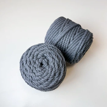 Шнур кручений rope macrame 9 mm 55м 1000г темно-сірий №758