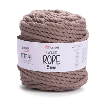 Шнур кручений rope macrame 9 mm 55м 1000г какао №768