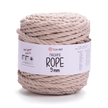Шнур кручений rope macrame 9 mm 55м 1000г бежевий №753
