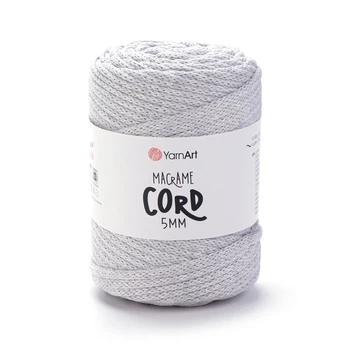Шнур плетений YarnArt macrame cord 5 мм с сердечником для макраме світло-сірий №756