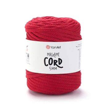 Шнур плетений YarnArt macrame cord 5 мм с сердечником для макраме червоний №773
