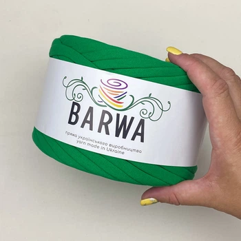 Пряжа стрічкова Barwa трикотажна плоска для в'язання макраме смарагдова Грін Грас №59