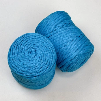Шнур плетений YarnArt macrame cord 5 мм с сердечником для макраме яскраво-блакитний (№763)