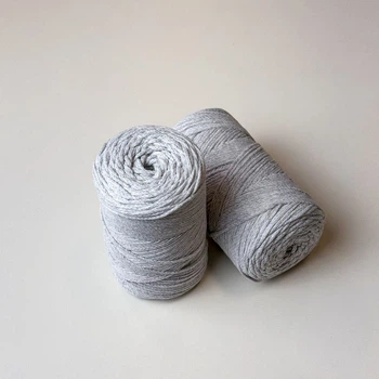 Шнур плетений YarnArt macrame cotton 2мм світло-сірий (№756)