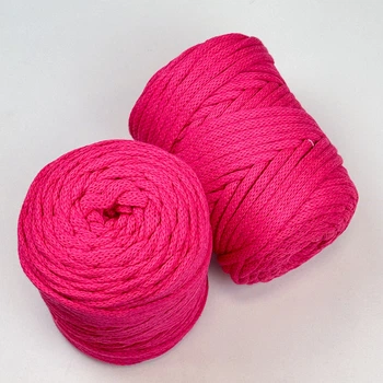 Шнур плетений YarnArt macrame cord 5 мм с сердечником для макраме яскраво-рожевий (№803)