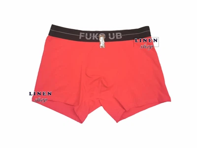 Красные мужские хлопковые трусы шорты с широкой резинкой Fuko UB 8207 3XL