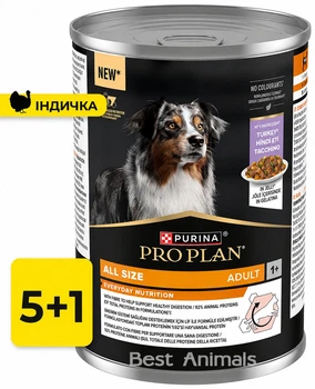 Вологий корм для собак Purina Pro Plan Пуріна Проплан з індичкою консерва 400 г 5+1 шт в подарунок (8445291031111)