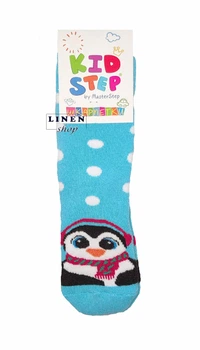 Голубые махровые зимние детские носки с Пингвином Master Step KidStep 052 18 (обувь 27-29)