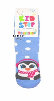 Синие махровые зимние детские носки с Пингвином Master Step KidStep 052 16 (обувь 24-26)