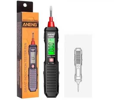 Тестер напряжения бесконтактный ANENG VD807, 12–300V, определение фазы, индикатор обрыва индукционный