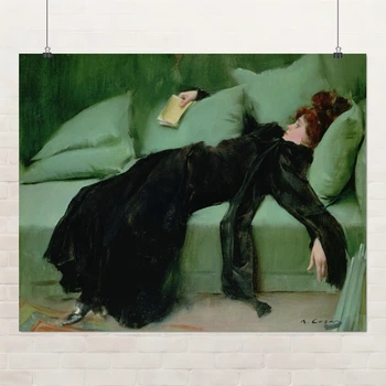 Постер Юная декадентка, Рамон Касас, Ramon Casas, Decadent Girl, A3 30×37 см (id6603)