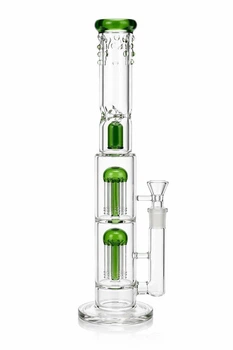 Бонг стеклянный Medusa Double Green с перколятором и льдом 39 см