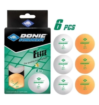 М`ячі Donic Elite 1 зірка 40+ пластикові білі та помаранчеві 6 шт для настільного тенісу пінг-понг