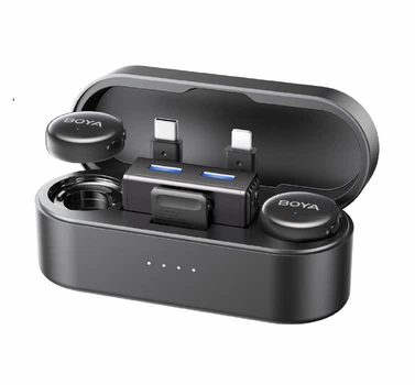 Петличный микрофон 2 шт BOYA Boyalink 3-01 2025 (Type-C+Lightning+3,5 mm mini jack) для iPhone/ Android/видеокамеры, с зарядным кейсом, беспроводной (77750051)