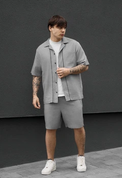 Літній комплект сорочка + шорти Staff yah light gray XS світло-сірий