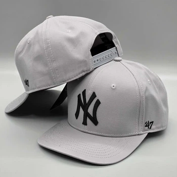 Кепка с прямым козырьком снепбек snapback NY 47 New York Светлый серый