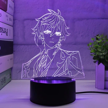 Акриловый 3D Светильник RGB Геншин Импакт Чжун Ли Genshin Impact Zhongli 18 см