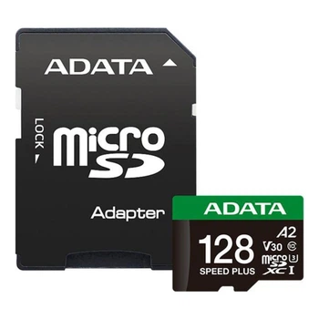 Карта памяти ADATA 128GB microSD class 10 UHS-I U3 V30 A2 Speed Plus (UD128GUI3V30A2SP-RA1)