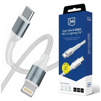 Кабель 3mk Hyper Cable N-SERIES USB-C to Lightning 50cm PD 3.0 9V/3A 27W White (5903108739252)