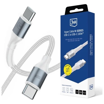 Кабель 3mk Hyper Cable N-Series USB-C to USB-C 1m White (5903108680387)
