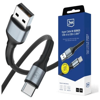 Кабель 3mk Hyper Cable N-Series USB-A to USB-C 2m Black (5903108680288)