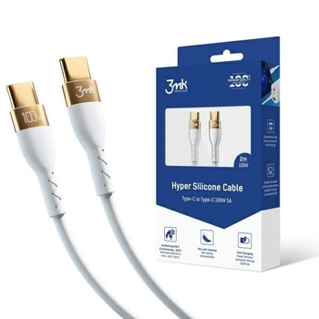 Кабель 3mk HyperSilicone USB-C to USB-C 100W 2m White (5903108464598)
