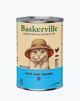 Влажный корм для кошек Baskerville индейка и сельдь суперпремиум полнорационный 400 г.