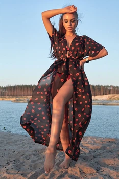 Жіноча пляжна туніка з шифону з принтом Seventeen L-XL Різнокольоровий (мультиколор) (2000000151090)