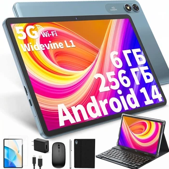 Планшет 10" HISORL T901 6/256 Гб 8 ядер Android 14 8000 мАч Черно-голубой