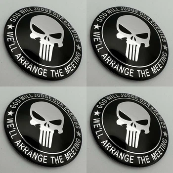 Наклейки для колпачков с логотипом PUNISHER каратель 56 мм череп