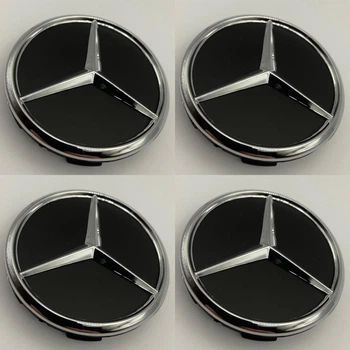 Колпачки с логотипом Mercedes 60 мм 56 мм мерседес заглушки на диск черные