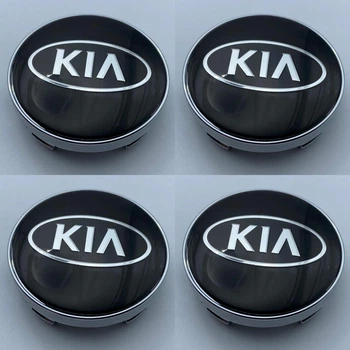 Колпачки KIA 60 мм 56 мм черные с хром логотипом заглушки в диск киа