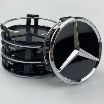 Колпачки на диски Mercedes Benz Mercedes чёрные 75 мм 70 мм глянец мерседес