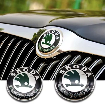 Эмблемы знаки Шкода Skoda 89 мм 79 мм Octavia Tour A5 Fabia Rapid Superb 5J0853621AAUL 5JA8536872ZZ зеленые