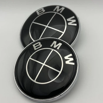 Значки BMW 82 і 74 мм Емблеми БМВ на капот і багажник 51148132375 чорні