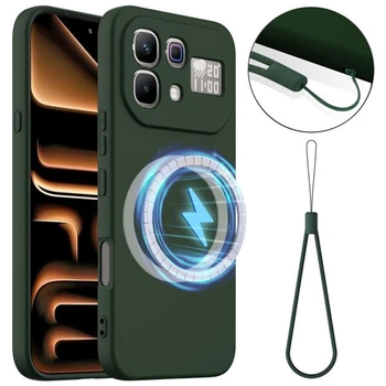 Захисний чохол Deexe Silicone Case with MagSafe для Infinix Note 60 Pro / Note 60 - Dark Green