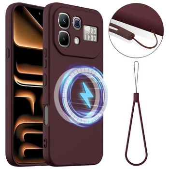 Защитный чехол Deexe Silicone Case with MagSafe для Infinix Note 60 Pro / Note 60 - Wine Red
