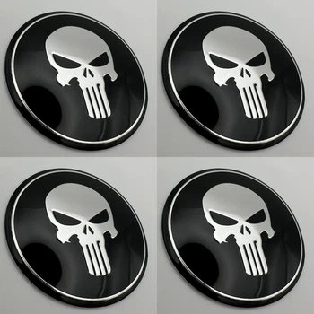 Наклейки для колпачков с логотипом PUNISHER каратель 65 мм череп металлические