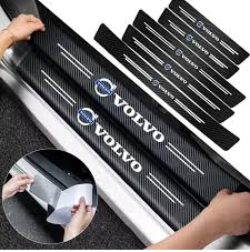 Защитная пленка накладка на пороги для Вольво Volvo Черный Карбон наклейки светоотражающие надписи