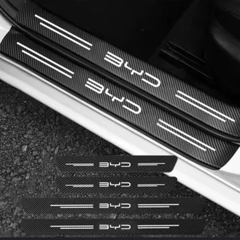 Захисна плівка накладка на пороги для BYD Чорний Карбон наклейки світловідбивні написи