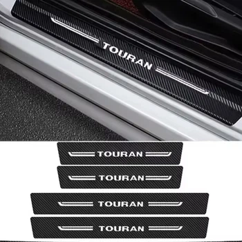 Защитная пленка накладка на пороги Touran Volkswagen фольцваген Черный Карбон наклейки светоотражающие тоуран