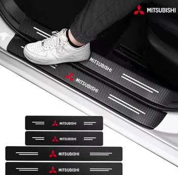 Защитная пленка накладка на пороги для митцубиси Mitsubishi Черный Карбон наклейки рефлектив
