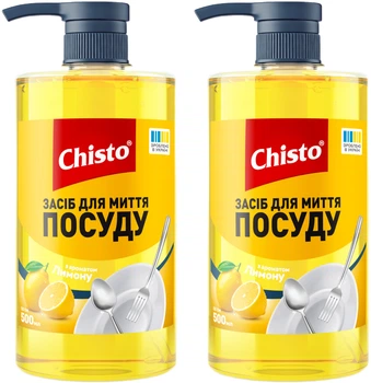 Набір засобу для миття посуду Chisto Лимон 500 мл х 2 шт (2000998942878)