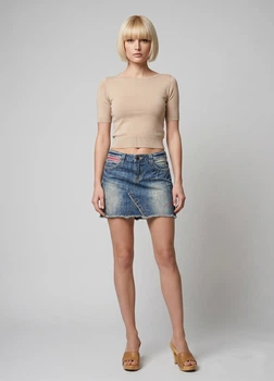 Женская винтажная джинсовая юбка мини No brand DKNY-03-675 42 Синий
