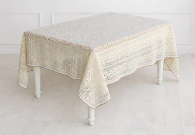 Скатертина BonaDi Boho Crochet бавовняна 110 х 110 см мереживо (445-285)